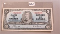 Nice Crisp 1937 Bank of Canada Five Dollar Bill