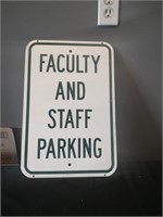 Faculty and staff parking sign