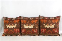 Three Indian Silk pillows