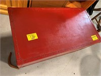RED PAINTED STORAGE TRUNK