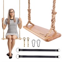 Premkid Hanging Wooden Swing, Swing Seat 24"x 8"x