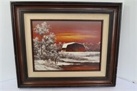 Oil on Canvas Framed Painting-23 1/2"x19 1/2"