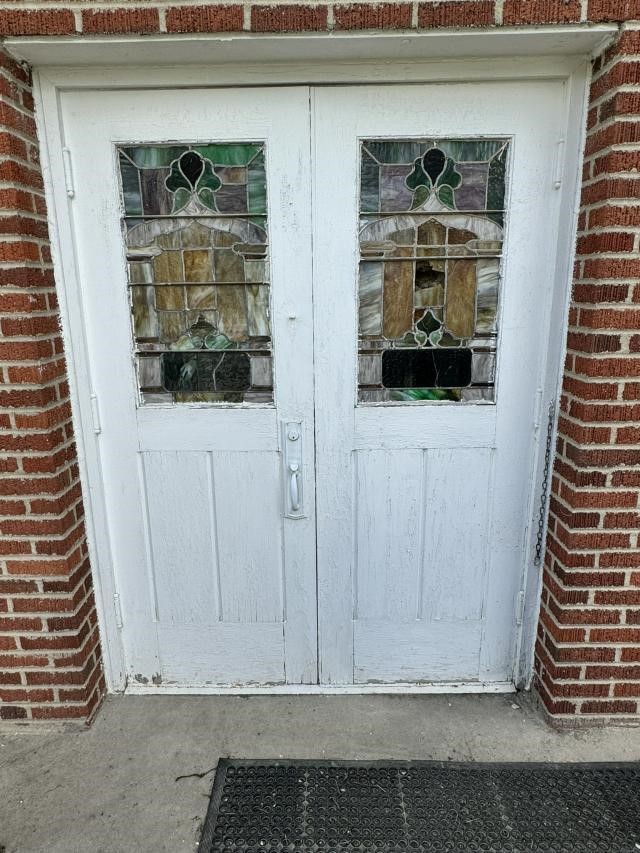 Set of Original Entrance Doors w/Stain Glass Inlay