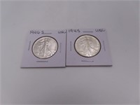 (2) 1945/46s Silver Walking LIberty Half Dollars