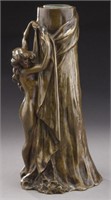 Art Nouveau bronze vase with female nude