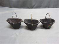 Lot of 3 Minature Cast Iron Bucket Pots