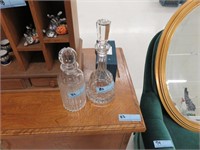 2 crystal decanters--1 is Wzaterford