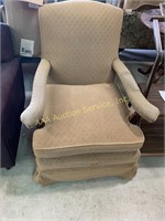 Beige Arm Chair with Wood Accent, see photos for