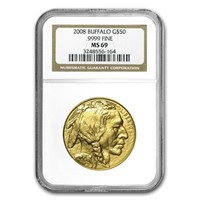 2008 1 Oz Gold Buffalo Ms-69 Ngc