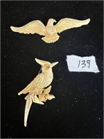 (2) Rhinestone Brooches: Eagle & Bird