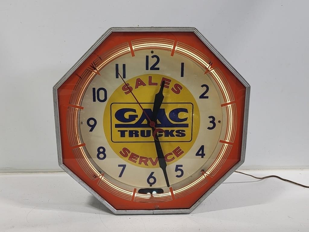 Rare Neon GMC Trucks Dealership Clock