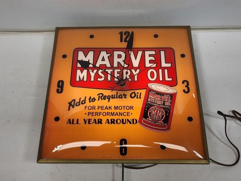 Marvel Mystery Oil Advertising Pam Clock