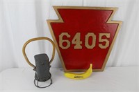 PRR Number Plate & Justrite Lantern