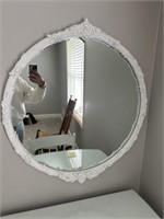 Round White Mirror 30” Diameter x 34” tall