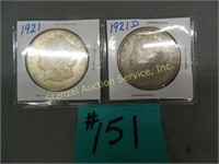 1921, 1921D Morgan Silver Dollars