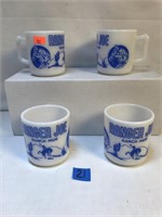 4 Vintage Ranger Joe Ranch Mugs, Blue