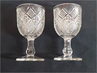 2pc Cognac Stem Glasses 4-panel Diamond Block