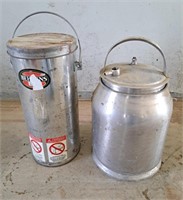 Tin cream can and Milker