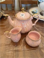 TEA POT SET - PINK/GOLD TRIM