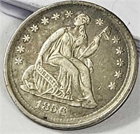 1856-P Seated Liberty Silver Half Dime XF