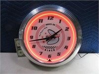 ROUTE 66 DINER 16" Neon Wall Clock