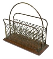 DIMINUTIVE VIENNESE METAL & WOOD MAGAZINE RACK