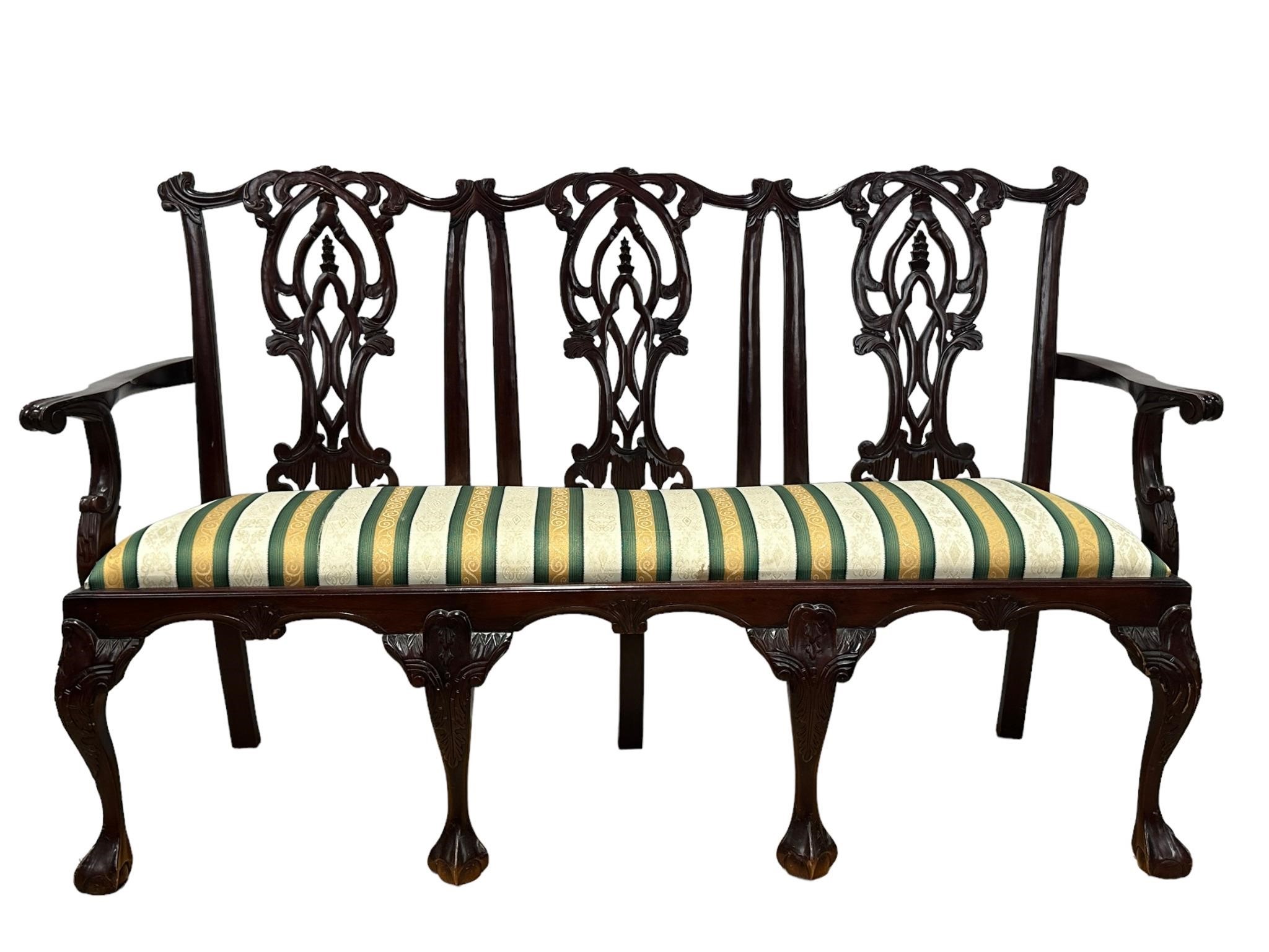 Vintage Chippendale Style Settee