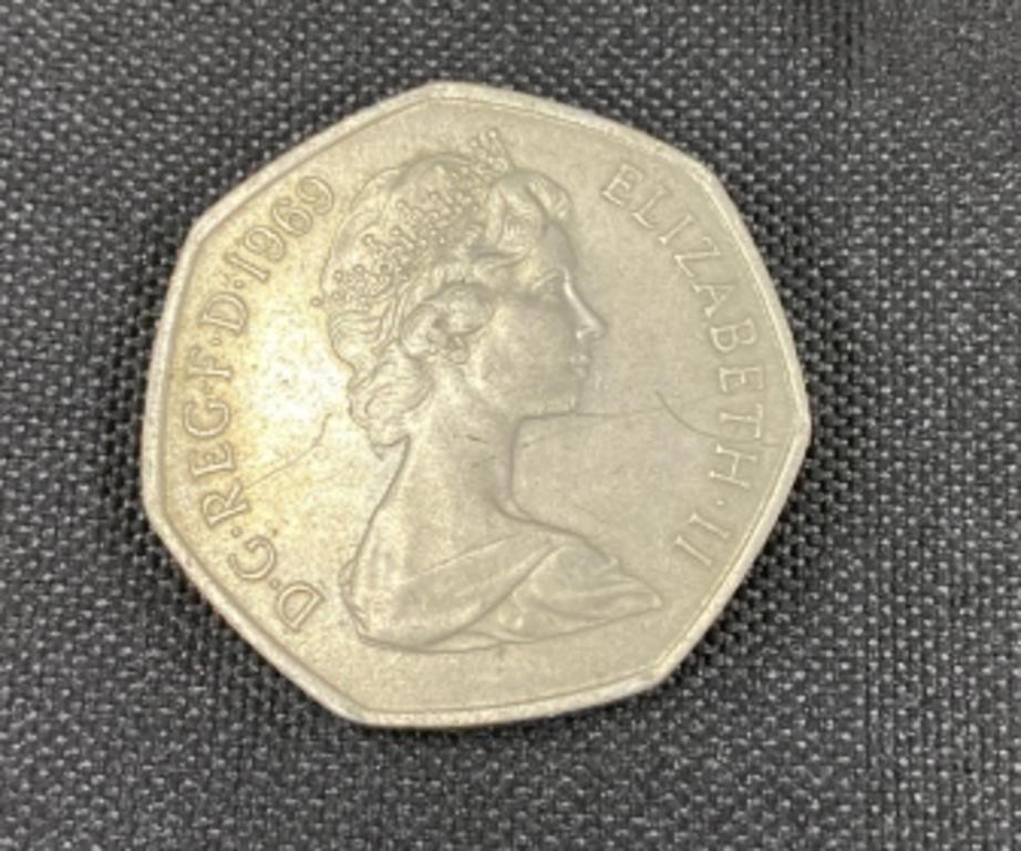 1969 New Pence 50 Coin