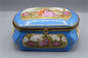Antique Porcelain Painted Vanity Box