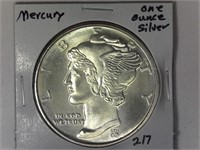 One Ounce Silver Mercury Round