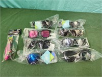 8 pair of sunglasses and sky copter toy