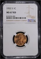 1952-S LINCOLN CENT NGC MS67 RD