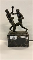 BRONZE BOXING STATUE ON MARBLE BASE