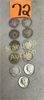 (11) BARBER DIMES SILVER VARIOUS DATES