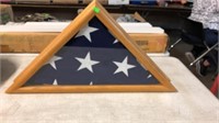 AMERICAN FLAG IN OAK DISPLAY BOX