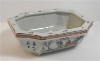 ANTIQUE CHINESE HEXAGONAL PORCELAIN PLANTER