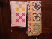 Vintage hand and machine stitched quilt in a Nine