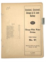 1918 Cleveland Cincinnati Chicago St.L Time Table