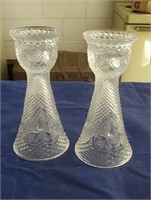 Stunning glass candleholders or vases approx