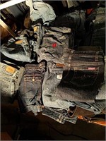 24 pair of denim jeans, shorts, jackets and more