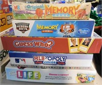 5 games: Life - Guess Who? - MLB-opoly Jr. -