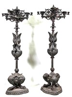 PAIR OF NEOCLASSICAL STYLE IRON TORCHIERES