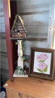 Bird House Decor / Yard Art & Flower Framed