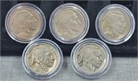 5 Buffalo nickels