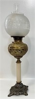 BEAUTIFUL 1800'S CAST PARKER BANQUET OIL LAMP