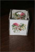 Clear Plastic Square Tissue Box w/ Needlepoint