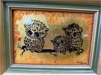 ADORABLE Small, Vintage Owl Painting