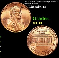 Lot of Four Coins - 1945-p, 1929-d, 1988-d, 1982-d
