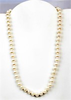GENUINE PEARL NECKLACE AND 14K YELLOW GOLD