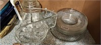LOT OF GLASS, SNACK PLATES ETC.